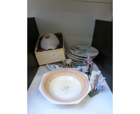 A collection of ceramics including Japanese wall plates, a Dublin Millennium Donegal china case, spill holder etc and a very 