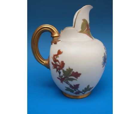 A Royal Worcester blush ivory flatback jug