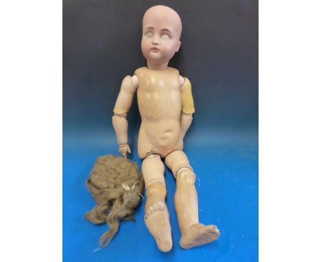 A Simon and Halbig bisque headed doll with open mouth, marked to the back of the neck Simon Halbig K & inside star R and W to