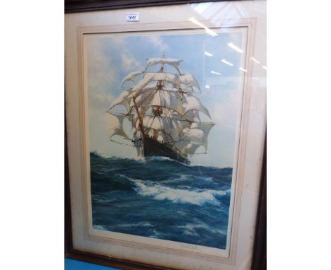 Montague Dawson signed proof print "Lightning" (sailing vessel) labels verso for Frost & Reid, dated 1937 (67cm x 48cm)