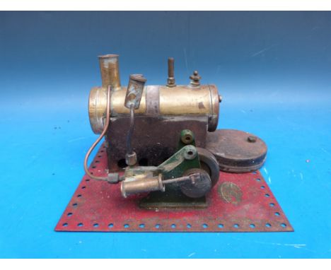A Malins/Hobbies S.E.3 stationary steam engine c1937/40 with four wick burner, whistle and in-line lubricator