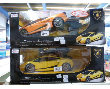 Two Raster 1:14 scale remote control Lamborghini Superleggeras, both in original boxes