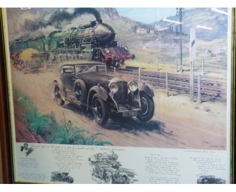 Terrence Cuneo colour print 'Bentley v "Blue Train"' (68cm x 78cm)