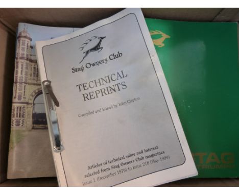A quantity of Triumph Stag automobilia including a technical manual, handbook etc