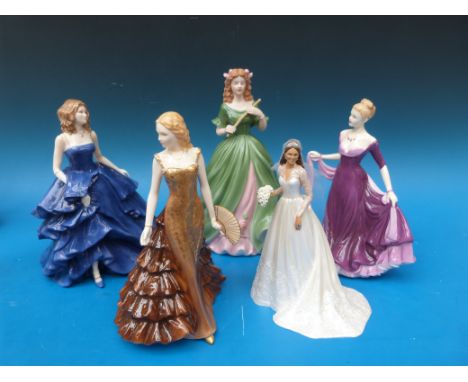 Two Royal Worcester figurines Laura and Amber and a Coalport figurine Ellie, together with two other figurines Rebecca and Ka