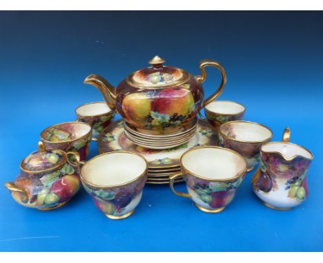 A Limehouse Studio six setting tea service including sugar bowl, milk jug and tea pot in the "Evesham" pattern