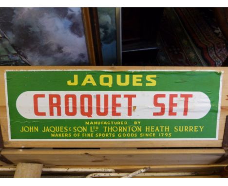 A vintage croquet set in original wooden box. 