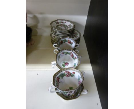 A Coalport chocolate / soup set of cups and saucers and side plates