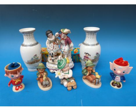 Mixed Goebel and other ceramics including Chinese vases, boxed Noddy egg cups etc