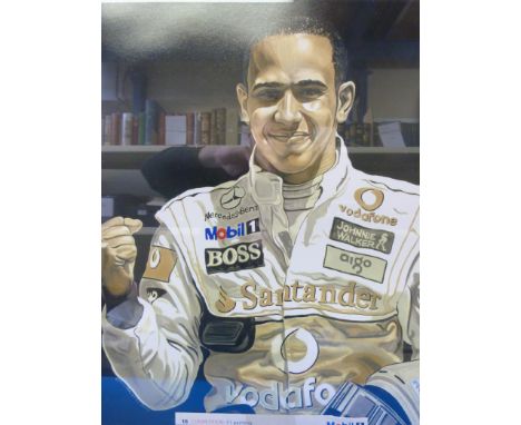 A David Macaluso signed limited edition print of Lewis Hamilton (32/50) 48 x 40cm