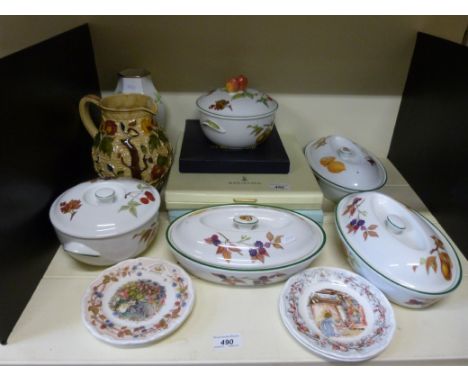 Royal Worcester "Evesham" pattern tableware, Wedgwood RHS Horticultural Society vase, Doulton plates from "Brambly Hedge"