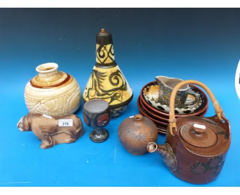 A large collection of studio pottery including Newlyn, Celtic, early Prinknash, Briglin, Wigmore and a well potted 1960s lidd