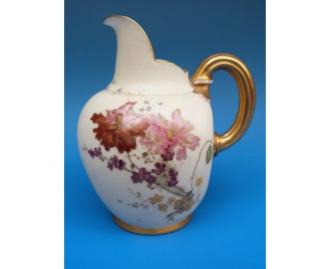 A Royal Worcester blush ivory flatback jug (shape 1094)