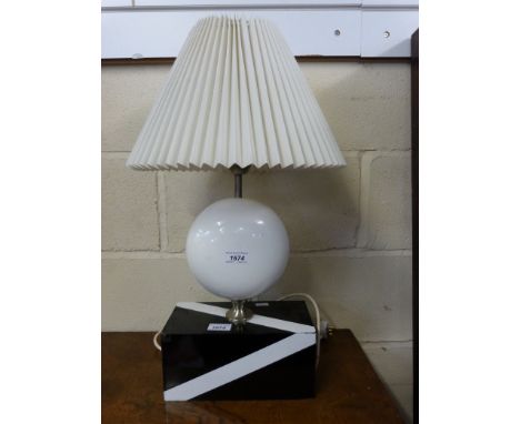 A 1920s Art Deco table lamp with black and white rectangular base