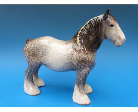 A Beswick standing Shire horse in rocking horse grey colourway