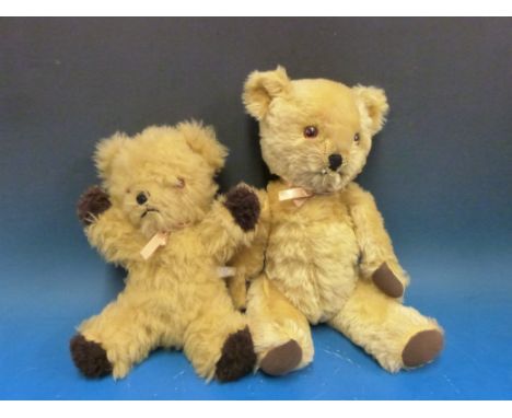 Two Chiltern Hygienic Toys bears, one mohair with jointed limbs 37cm tall, the other 28cm tall.  