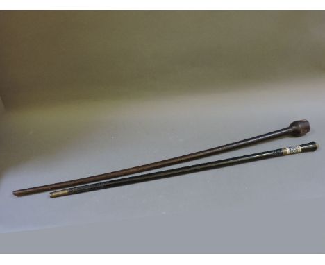 An African? hardwood knobkerry, and an Indian sword stick