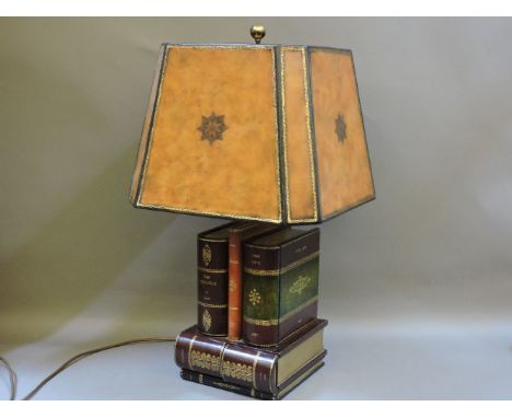 A contemporary library table lamp