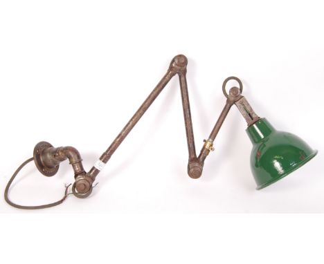 Dugdills - A 1940's vintage industrial engineers articulated multi positional workers wall lamp / light having four jointed s