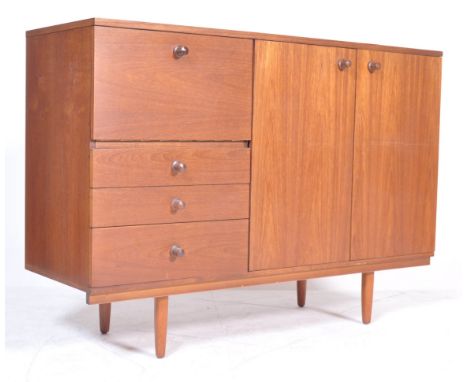 Avalon - Avalon Yatton - A 1960's British retro vintage teak wood sideboard credenza cabinet comprising of a drop down cupboa