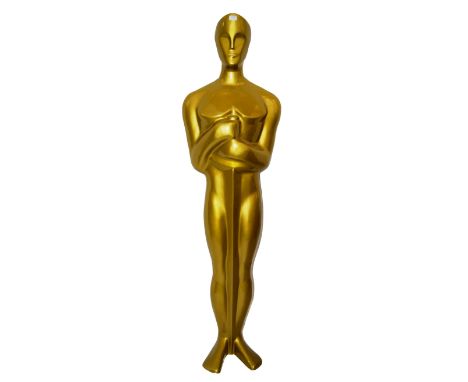 A ' lifesize ' fibreglass red carpet display Academy Award ' Oscar ' statue. Fibreglass construction, modelled to scale. Beli