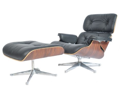 After Charles &amp; Ray Eames - Lounge Chair - A contemporary lounge chair and ottoman. The large swivel accent / lounge chai