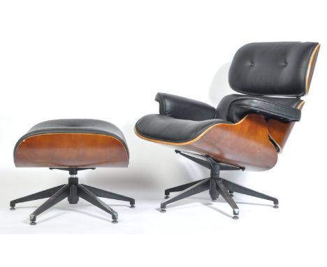 After Charles &amp; Ray Eames - Lounge Chair - A contemporary lounge chair and ottoman. The large swivel accent / lounge chai