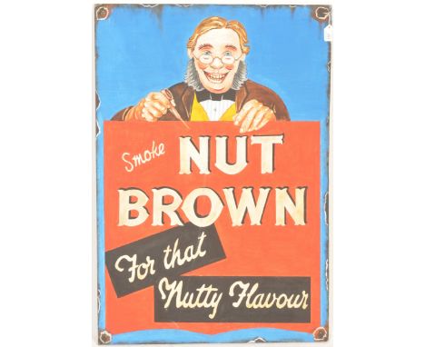 Nut Brown Tobacco - A good contemporary vintage style recreation of a porcelain enamel point of sale advertising sign. The si