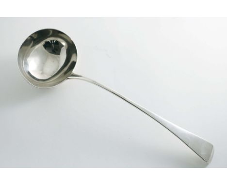 A VICTORIAN OLD ENGLISH PATTERN SOUP LADLE by George Adams, London 1862;  13"  (33 cms) long;  7 oz