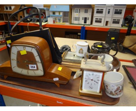 RETRO MANTEL CLOCK, together with carriage clock, sundry items of pottery ETC
