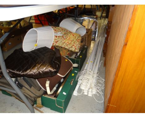 MIXED ITEMS including ceiling chandelier, curtains, material, clothing ETC