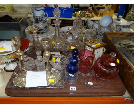 PARCEL OF MIXED GLASSWARE &amp; SPODE CARRIAGE CLOCK ETC