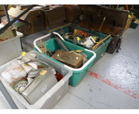 QUANTITY OF MIXED ITEMS in tubs and including old tools ETC