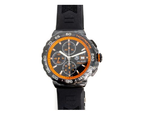 A TAG HEUER FORMULA 1 CALIBRE 16 AUTOMATIC WRISTWATCH
Ref. CAU2012.FT6038
Black steel case with tachymetre bezel, black dial 