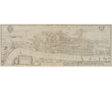 London.- Agas (Ralph) London in the reign of Queen Elizabeth, panoramic view of London from the south, based on the earliest 