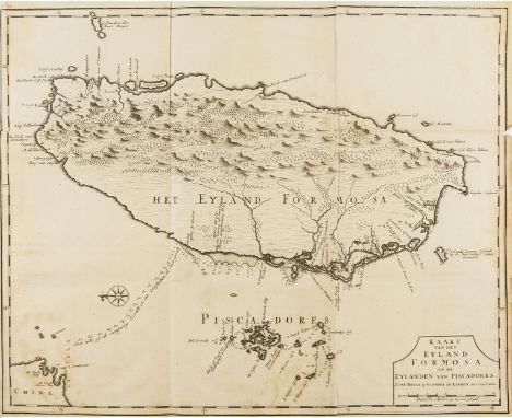 Taiwan.- Valentyn (Francois) Kaart van het Eyland Formosa en de Eylanden van Piscadores, map of Formosa oriented to the east,