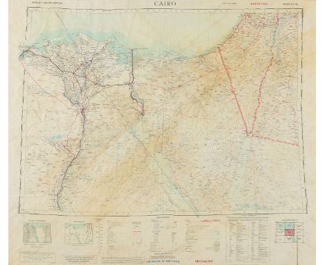 NO RESERVE Middle East.- Escape map on silk.- War Office (Geographical Section) Cairo; Alexandria - Torbuch, "restricted" mil