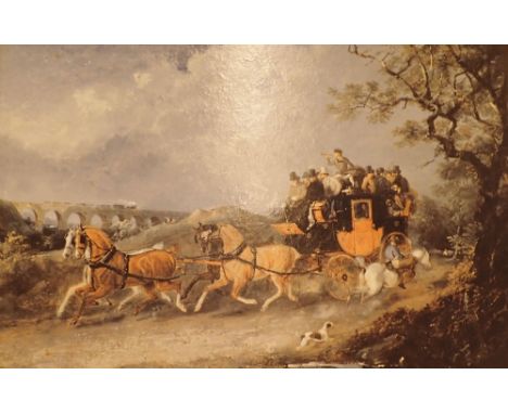 Gilt framed Herring coaching print  51 x 76 cm 