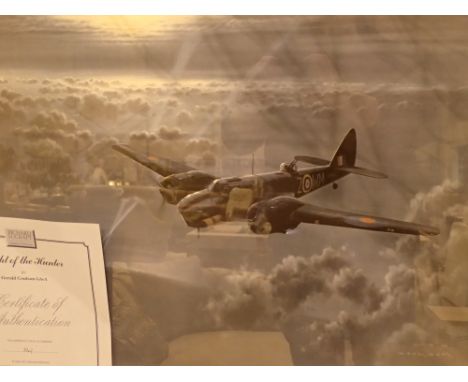 Framed limited edition print by Gerald Coulson Night of the Hunter 367/850 with certificate 60 x 40 cm 