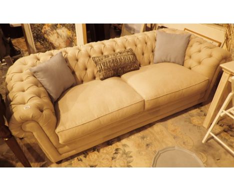 Unused show home furniture button back Chesterfield style sofa from Carriage House Antiques ( RRP £1500.00 ) CONDITION REPORT