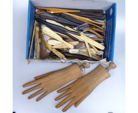 A pair of Vintage shop glove display hands, glove stretchers etc 