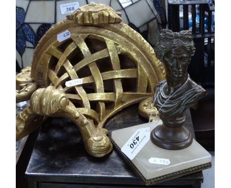 Composition gilt wall bracket, and a bust on plinth, height 7" 