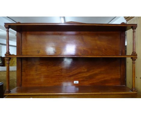 A 19th century mahogany 2-tier hanging shelf, with turned columns, W92cm 