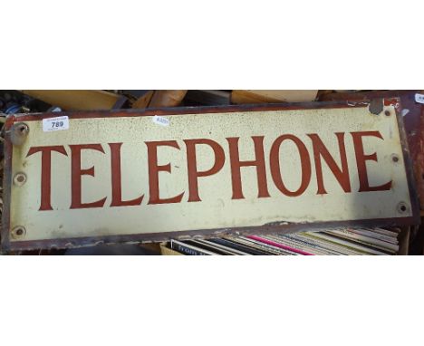A Vintage enamel telephone sign, 24" 