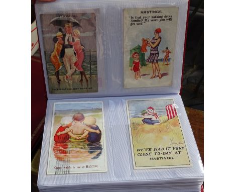 3 albums of Vintage Hastings and St Leonards postcards 
