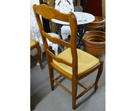 A set of 6 French ladder-back and rush-seated dining chairs 
