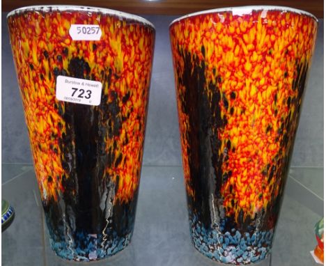 A pair of Poole Pottery multi-coloured vases, 6.75" 