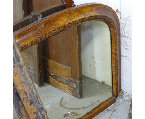 A Victorian walnut and chequered banded over mantel mirror, and an Edwardian mahogany-framed wall mirror 