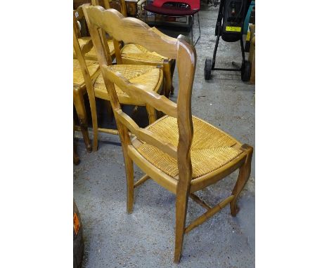 A set of 6 French ladder-back rush-seated dining chairs 