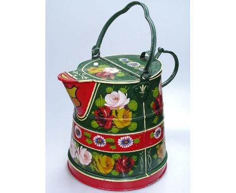 A Vintage bargeware water can, height 12", and a Union Jack 